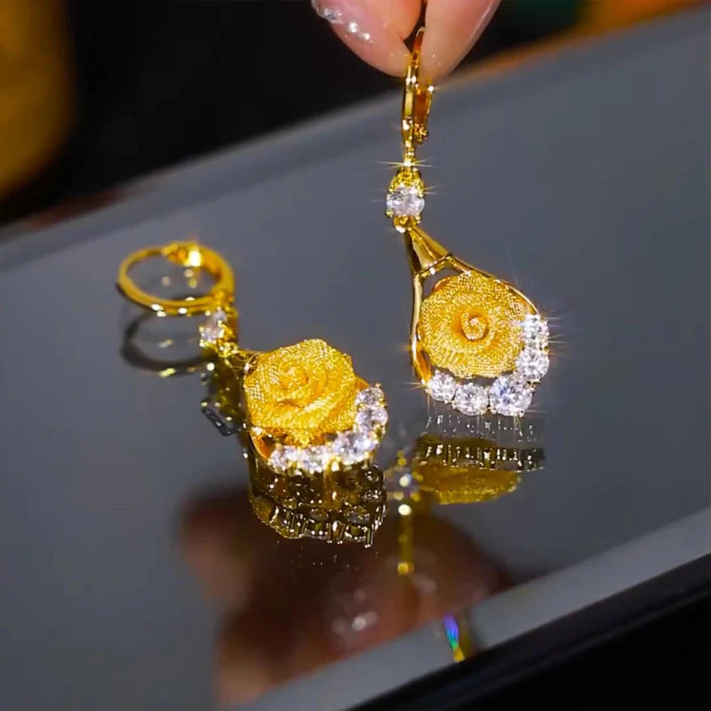 【🎁Vánoční nabídka🎄】Elegantní náušnice s růžemi ze síťoviny