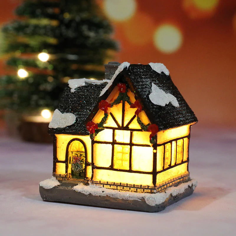 Miniatűr LED-es kivilágított karácsonyi falu ház