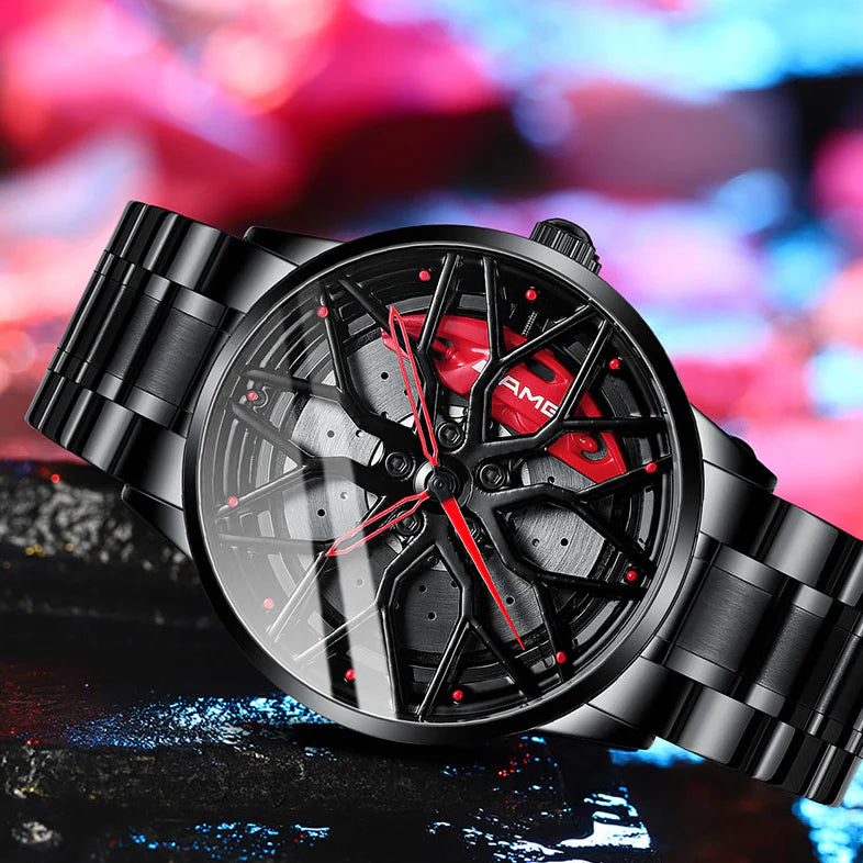 Montre cadeau-élégante parfaite avec roue de course-où le temps est précieux