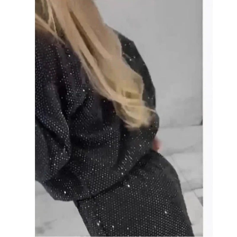 Losse top met pailletten en wijde broek (set van 2 stuks)