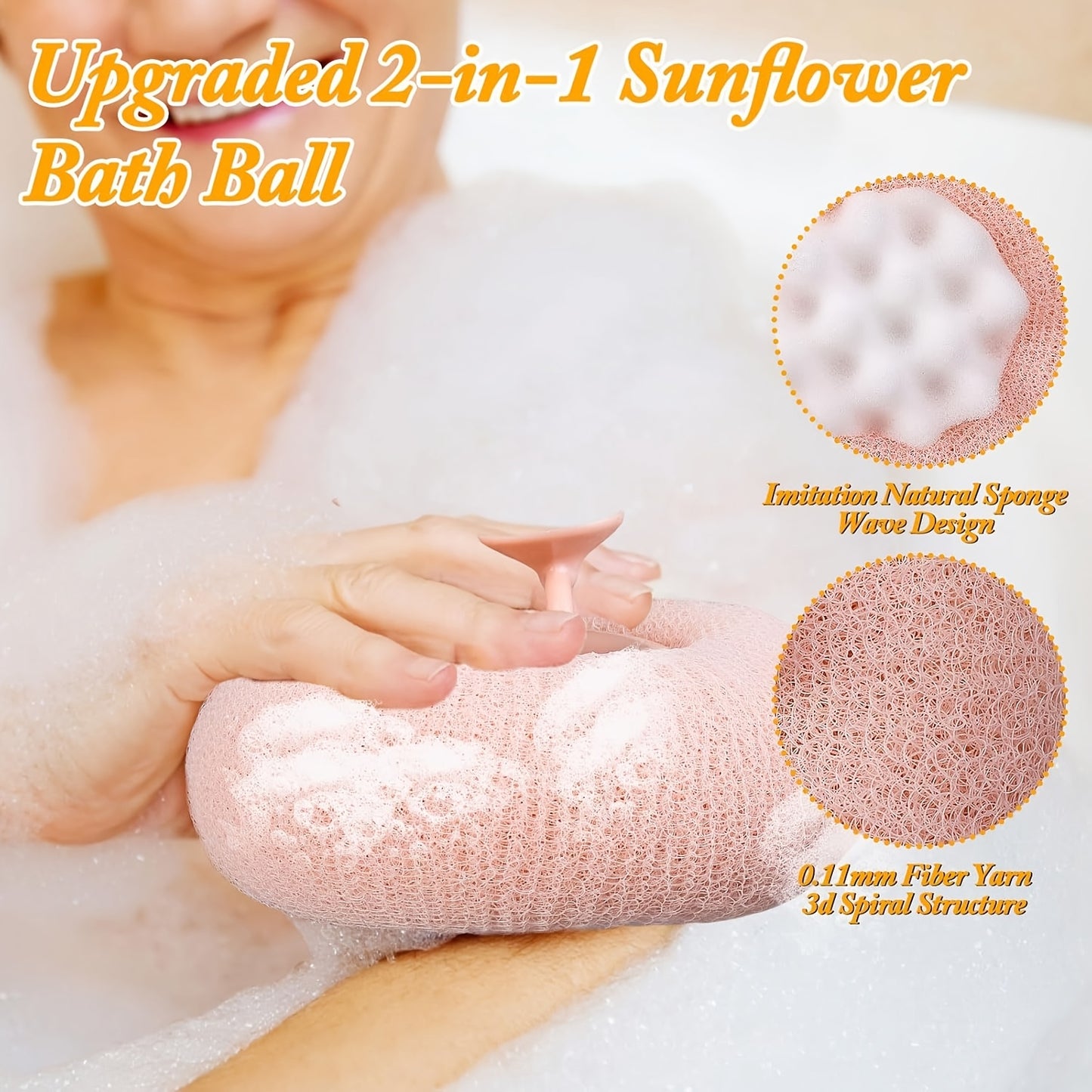 【🎁Vánoční nabídka🎄】Sprchová koule s přísavkou ve tvaru slunečnice, exfoliační houbička