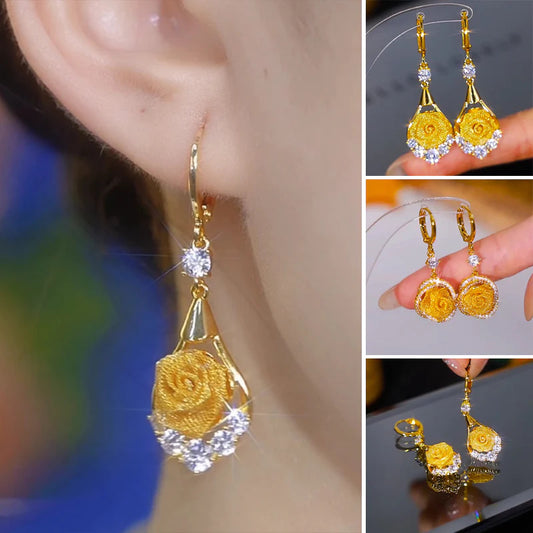 【🎁Vánoční nabídka🎄】Elegantní náušnice s růžemi ze síťoviny