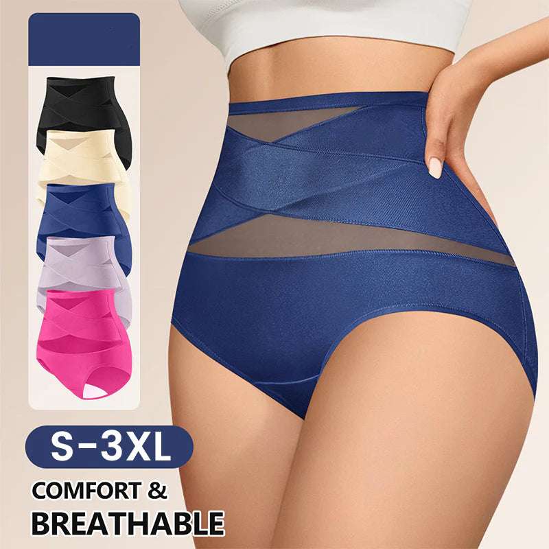 【🎁Vánoční nabídka🎄】Dámské elastické, prodyšné kalhotky s vysokým pasem