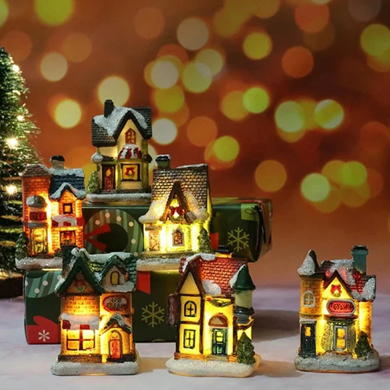 Miniatűr LED-es kivilágított karácsonyi falu ház
