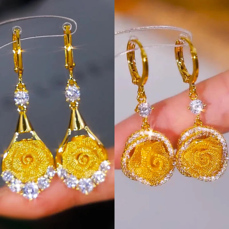 【🎁Vánoční nabídka🎄】Elegantní náušnice s růžemi ze síťoviny