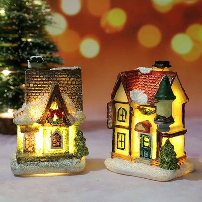 Miniatűr LED-es kivilágított karácsonyi falu ház