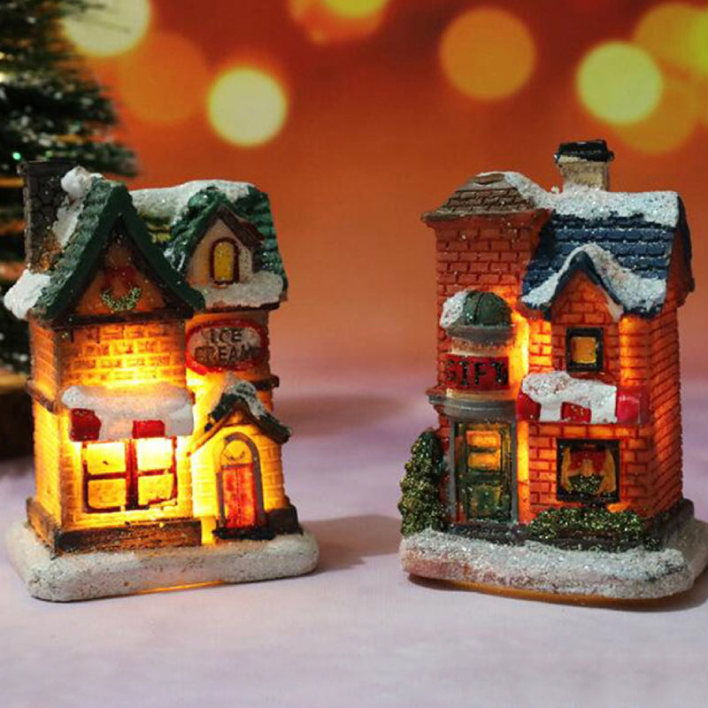 Miniatűr LED-es kivilágított karácsonyi falu ház