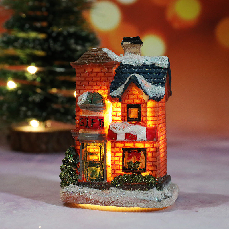 Miniatűr LED-es kivilágított karácsonyi falu ház