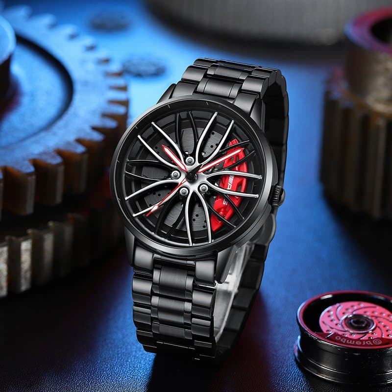 Montre cadeau-élégante parfaite avec roue de course-où le temps est précieux