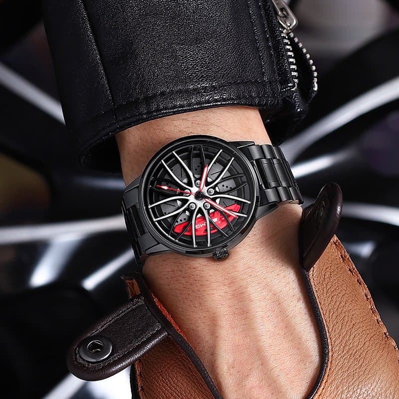 Montre cadeau-élégante parfaite avec roue de course-où le temps est précieux