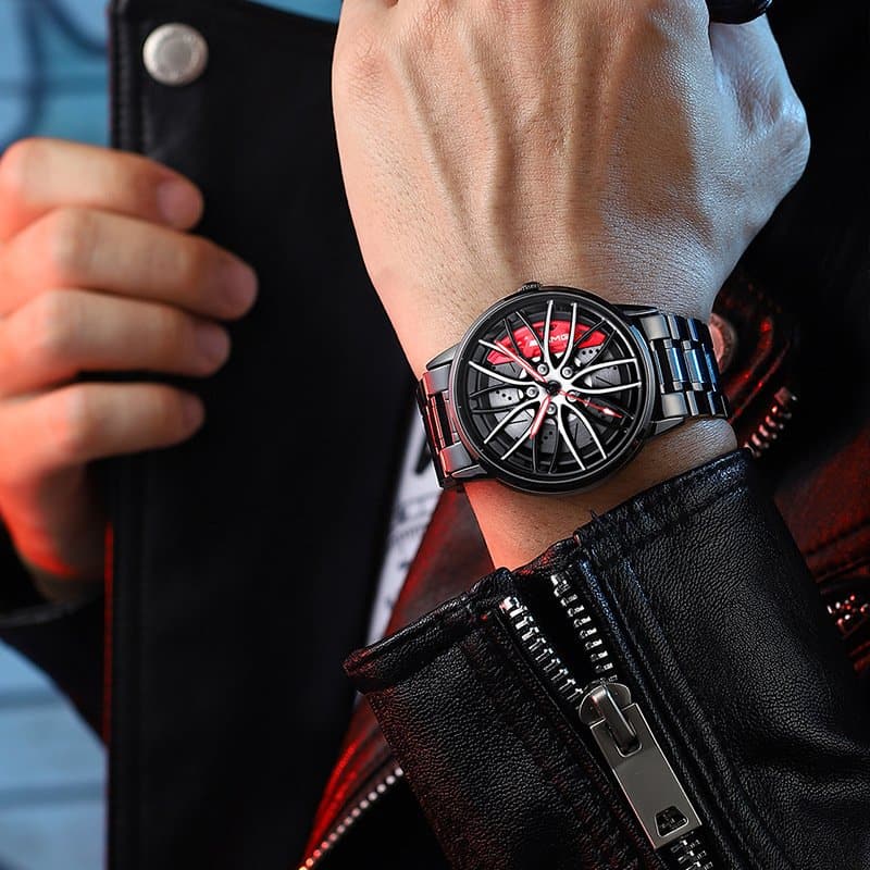 Montre cadeau-élégante parfaite avec roue de course-où le temps est précieux