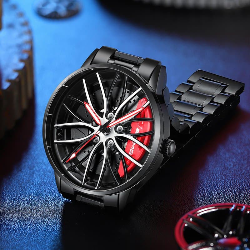 Montre cadeau-élégante parfaite avec roue de course-où le temps est précieux