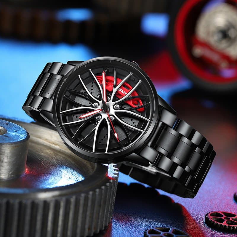 Montre cadeau-élégante parfaite avec roue de course-où le temps est précieux