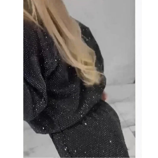 Losse top met pailletten en wijde broek (set van 2 stuks)