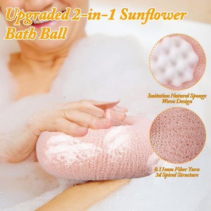 【🎁Vánoční nabídka🎄】Sprchová koule s přísavkou ve tvaru slunečnice, exfoliační houbička