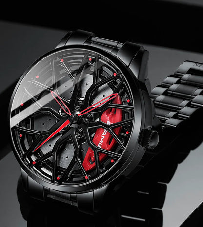 Montre cadeau-élégante parfaite avec roue de course-où le temps est précieux