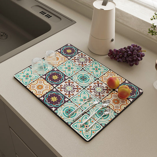 Vintage Draining Mat –Absorbent, Oil-Resistant, Non-Slip & Heat-Proof