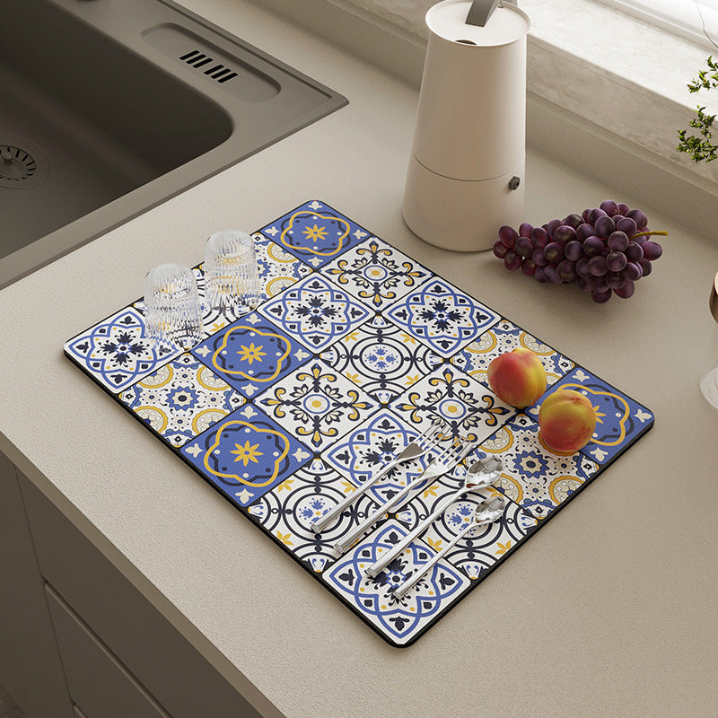 Vintage Draining Mat –Absorbent, Oil-Resistant, Non-Slip & Heat-Proof