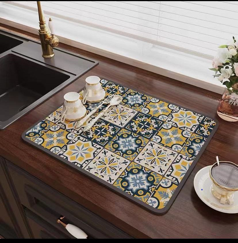 Vintage Draining Mat –Absorbent, Oil-Resistant, Non-Slip & Heat-Proof