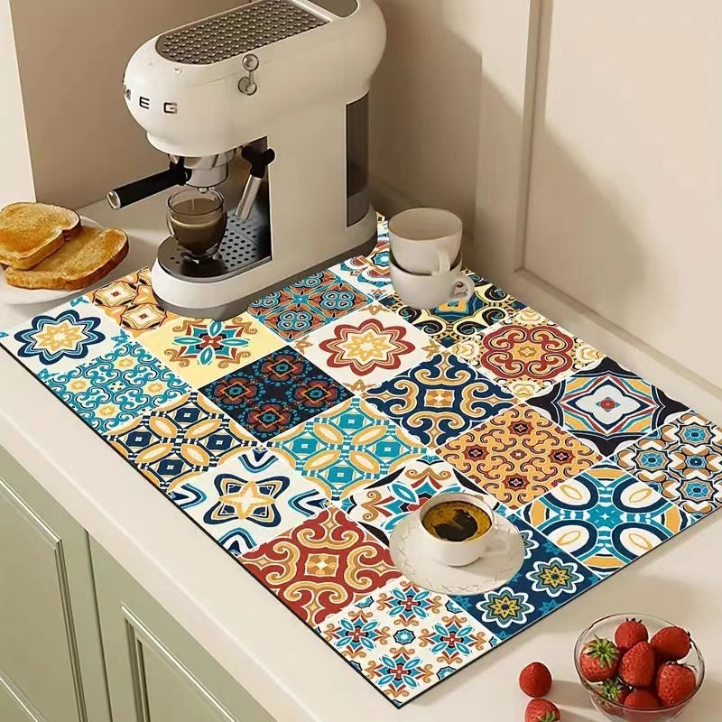 Vintage Draining Mat –Absorbent, Oil-Resistant, Non-Slip & Heat-Proof