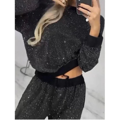 Losse top met pailletten en wijde broek (set van 2 stuks)