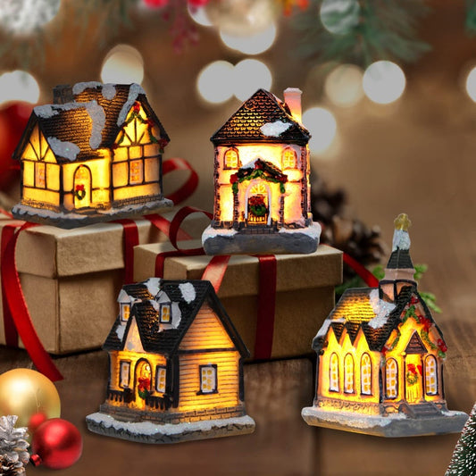 Miniatűr LED-es kivilágított karácsonyi falu ház