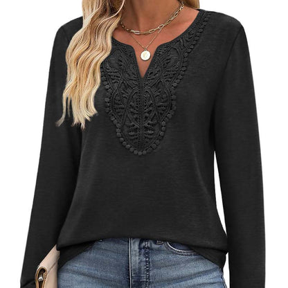 【🎁Vánoční nabídka🎄】Dámský elegantní top s dlouhým rukávem a výstřihem do V