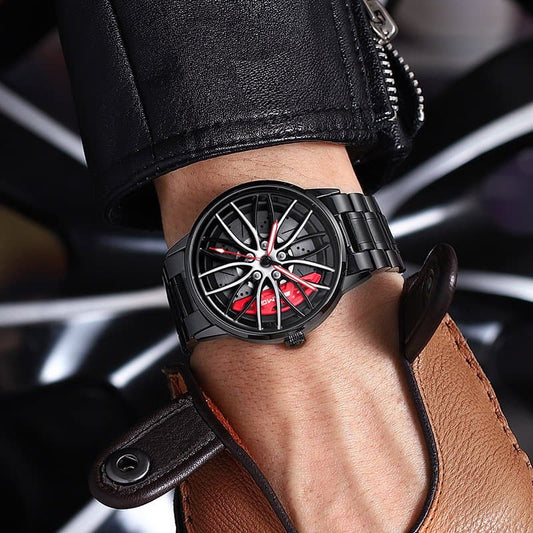 Montre cadeau-élégante parfaite avec roue de course-où le temps est précieux