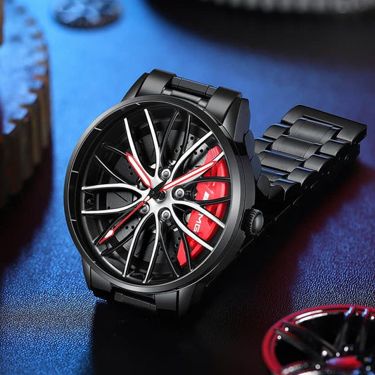 Montre cadeau-élégante parfaite avec roue de course-où le temps est précieux